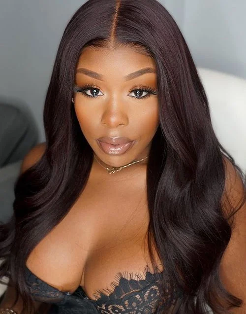 Glueless wig with a silk - base cap for a comfortable and smooth feel16-20 Inch Straight Deep Burgundy Glueless Human Hair Lace Wig / Closure Wig - LFS007