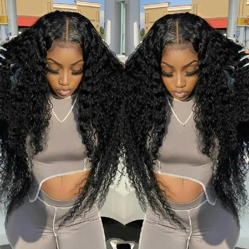 Medium - length wig with a side - swept bang for a sophisticated look[35% OFF No Code Needed] 32Inch HD 4x4 Glueless Wear to Go Lace Closure Deep Wave Human Hair Pre-Plucked Lace Wigs