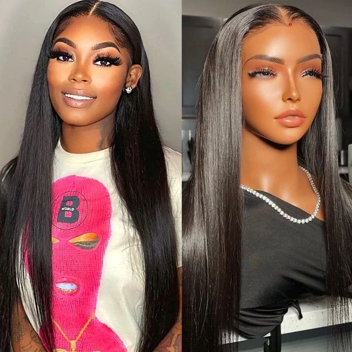 Glueless synthetic wig with a heat - resistant formulaGlueless 5*5 HD Lace Closure Wigs Straight Human Hair Wear & Go Wig Plucked Hairline-Amanda Hair