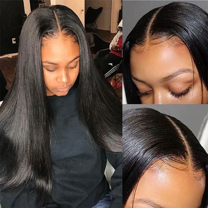 Adjustable - cap glueless wig for a comfortable fitAniya | Deep Part Super Glueless Silky Straight Lace Closure Wig