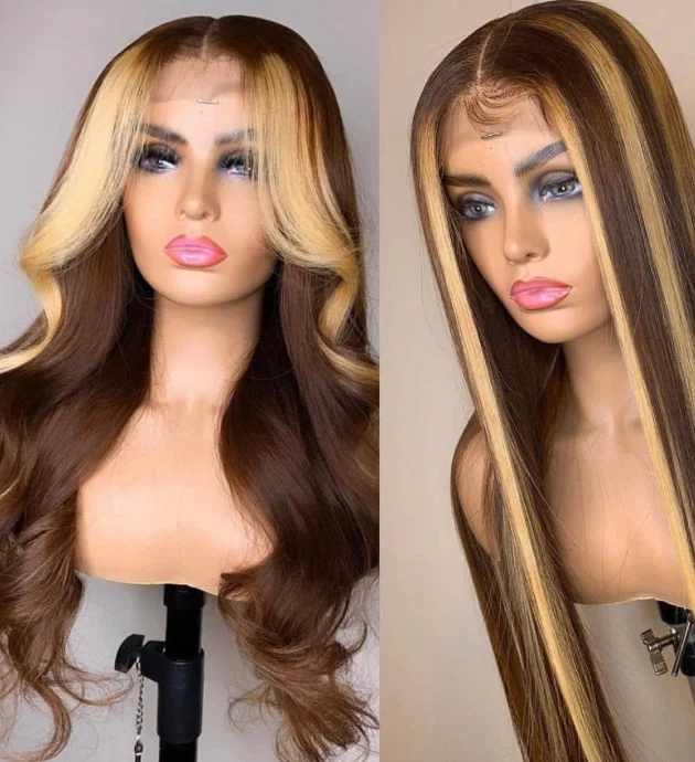 Glueless wig with a side - swept bang for a sophisticated lookBalayage Lace Frontal Wig