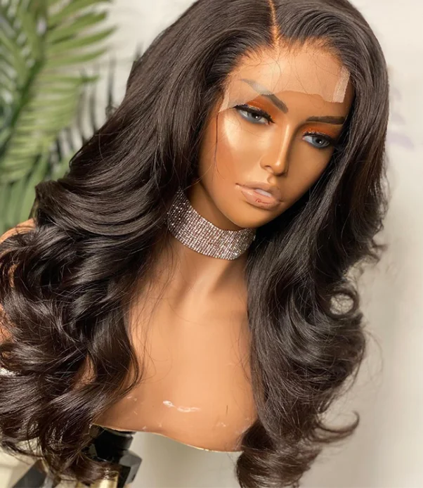 Glueless wig in a chestnut - brown color for a warm and rich appearanceBody Wave Glueless Wig