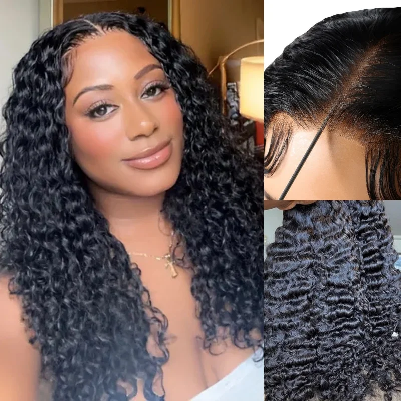 Glueless wig with a wavy texture for a beachy look?【BLACK FRIDAY】?BYE~BYE~KNOTS HD SWISS LACE 5X5 CLOSURE LACE WIG - BURMESE CURLY