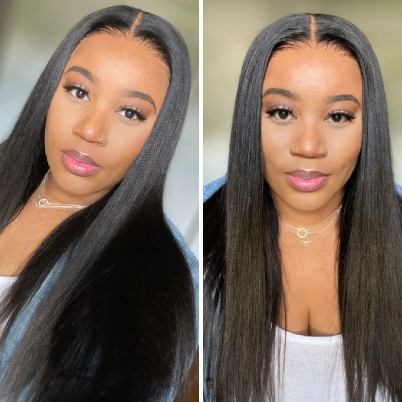 Glueless wig with a wispy fringe for a soft and feminine lookCleo | 5X5 HD Lace Closure Wig Pre-Cut Wear And Go Yaki Straight