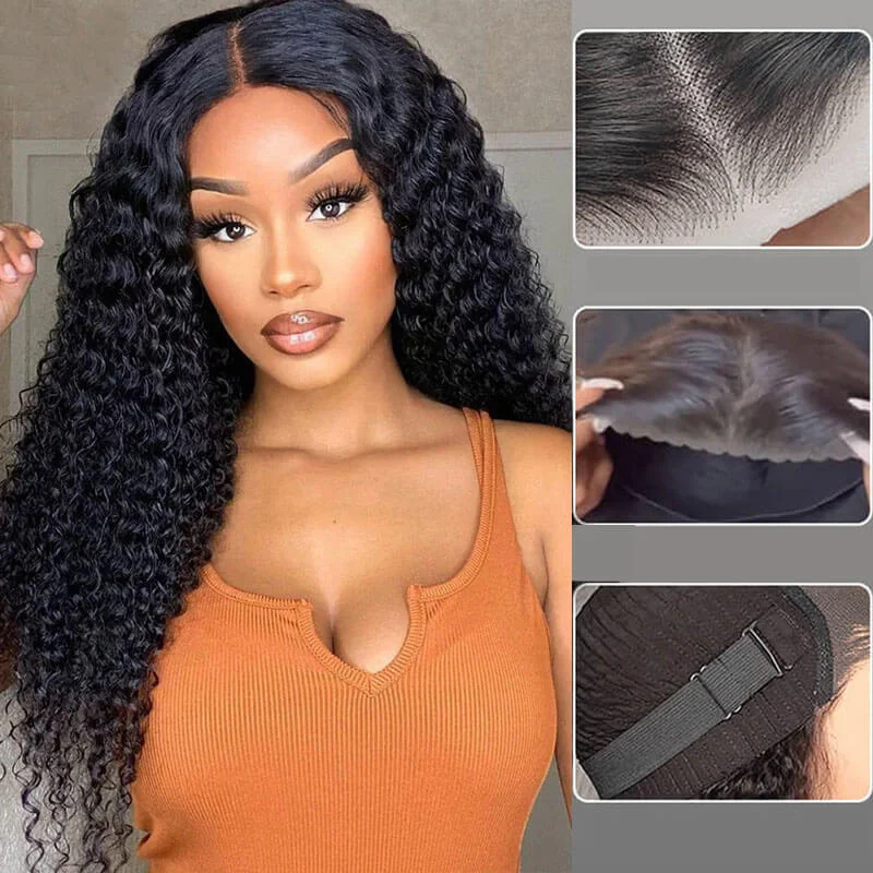 Glueless lace - front wig with a natural - looking hairlineeullair Kinky Curly Wear Go Glueless Human Hair Wig Pre Cut Lace 6x4 5x5 Closure Wig Beginner Friendly 30s Quick Install For Women