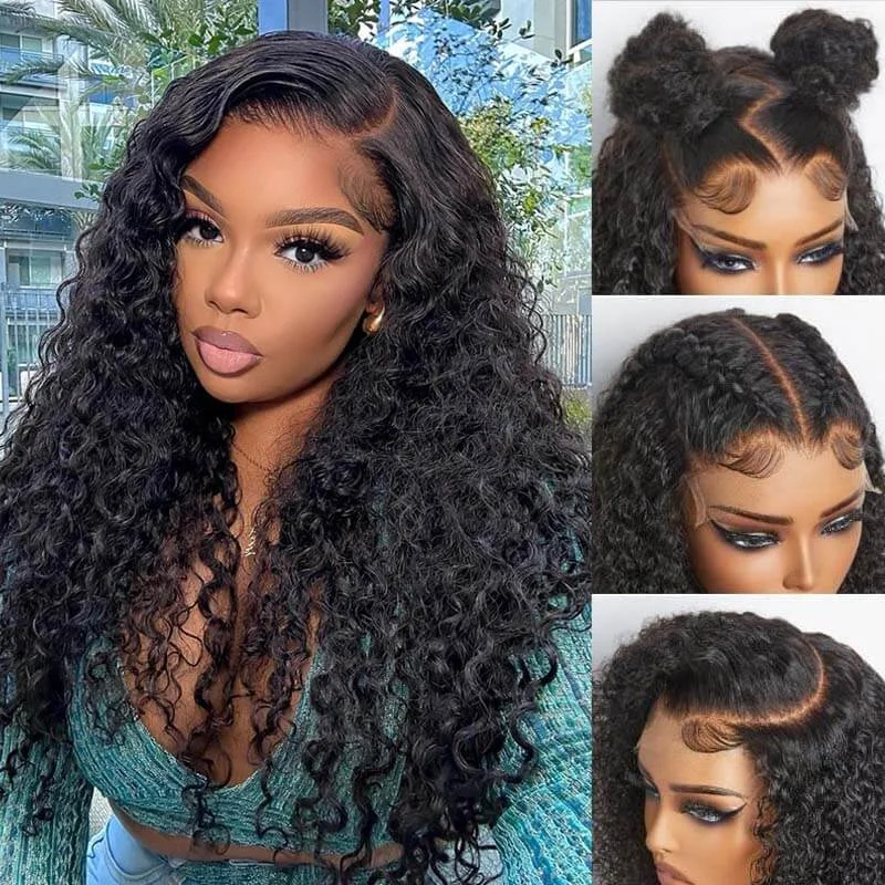 Glueless wig with a curly texture for a bold and stylish choiceeullair Lace Front Wigs 7x6 9x6 PartingMax Glueless Wigs Human Hair Pre Plucked Water Wave Bye Bye Knots Pre Cut Lace Wig for Black Women