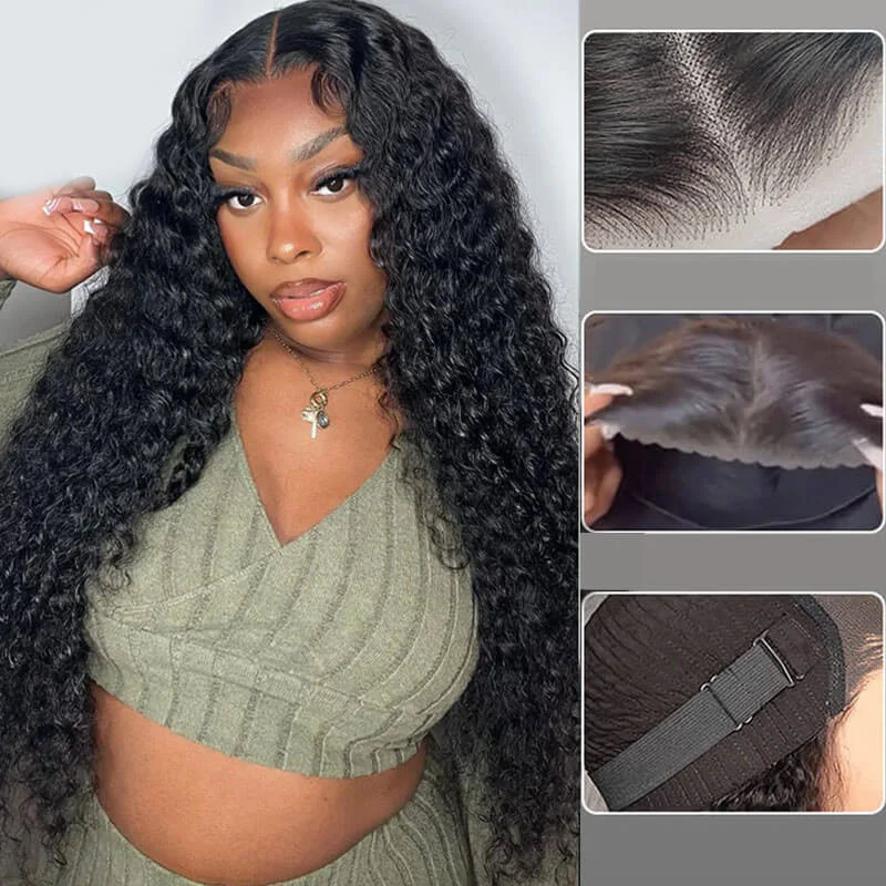 Glueless wig with a pre - bleached knot for a natural - looking scalpeullair New Wear Go Glueless Curly Wig 6x4 5x5 Lace Closure Wig Pre Cut Lace Beginner Friendly 30s Quick Install Pre Plucked Hairline