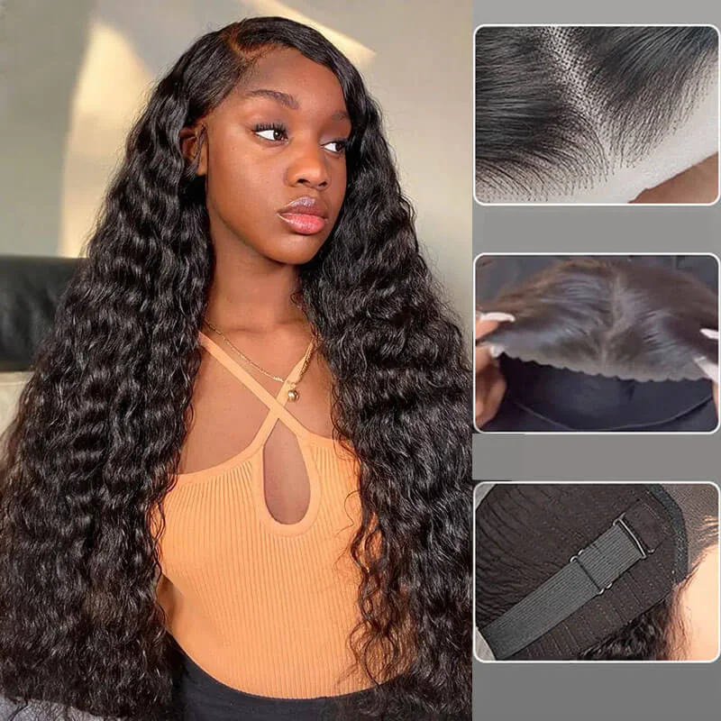 Glueless wig with a side - part for a more flattering lookeullair Wear Go Glueless Wig Water Wave 6x4 5x5 HD Lace Closure Wigs Pre Cut Lace For Women Beginner Friendly Human Hair Natural Hairline