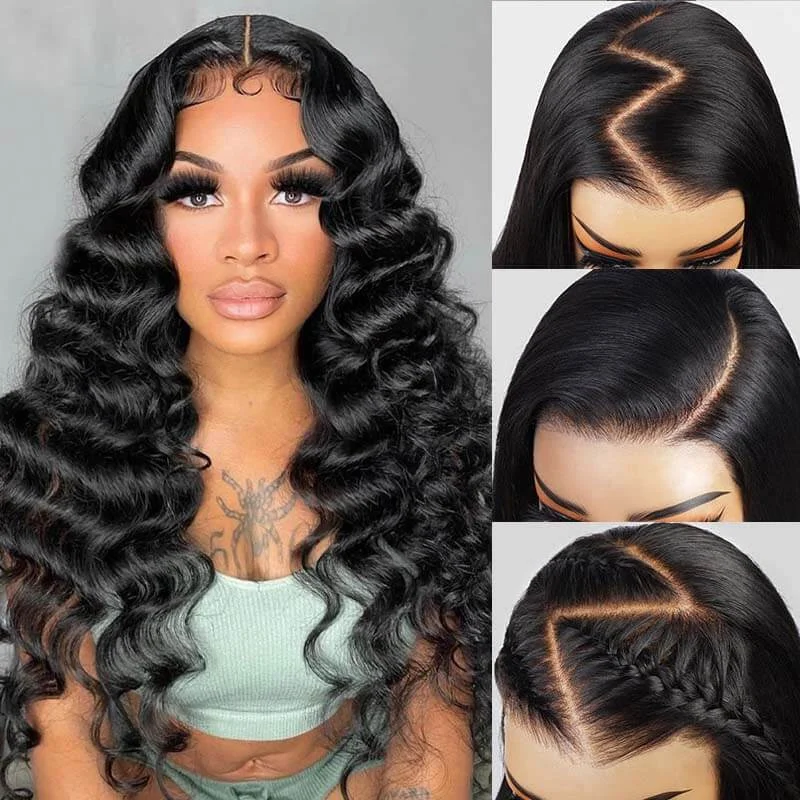 Glueless wig with a pre - plucked hairline for a more natural lookeullair Wear and Go Glueless Wigs Human Hair 7x6 9x6 PartingMax Bye Bye Knots Lace Front Wigs Pre Bleached Pre Plucked Loose Deep Wave Wig