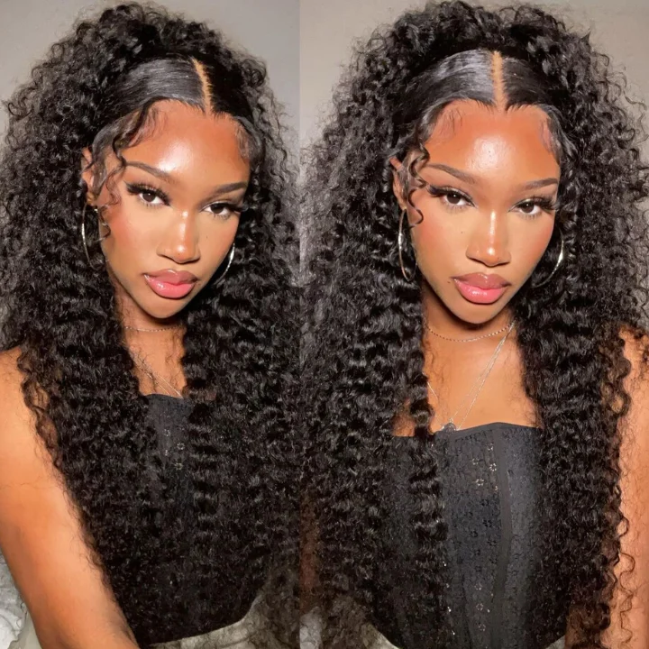 Glueless lace - front wig with a natural - looking hairlineExtra 60% OFF | Flash SaleLong Curly Hair 13*4 HD Lace Frontal Wig Thick Curly Hair Glueless Wigs Stock Limited -Amanda Hair