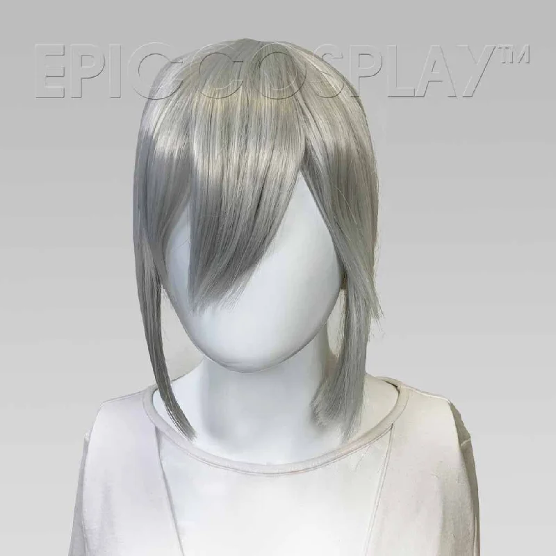 Medium - length wig with a 180 - density for a full and thick appearanceKira - Silvery Grey Ponytail Wig