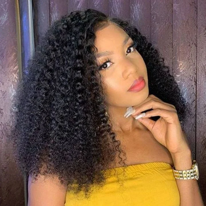 Glueless wig with a wavy texture for a beachy lookGlueless 13x4 Lace Front / 6x4.5 Lace Closure Bouncy Spring Curly Wig Pre Plucked Hairline Pre-cut Lace Wig-Amanda Hair