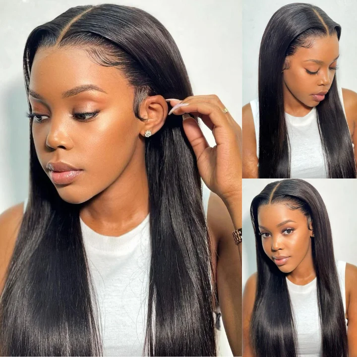 Glueless wig with a natural - looking root for a more realistic lookGlueless Straight 6x4.5/13x4 HD Lace Wig Pre Bleached Knots 180% Density Human Hair Wigs-Amanda Hair