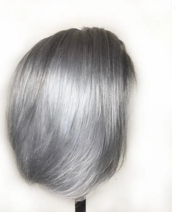 Glueless wig with a honey - blonde color for a warm and sunny appearanceGrey Short Lace Wig