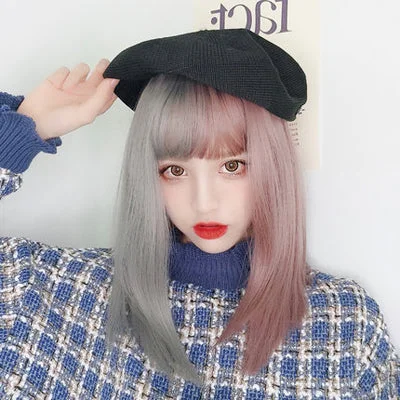 Medium - length wig with a natural - looking root for a more realistic lookHarajuku dark series wig YV90042