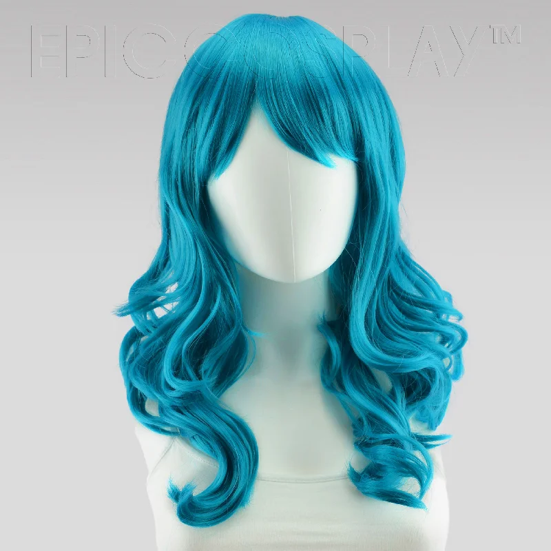 Medium - length wig in a jet - black color for a classic appearanceHestia - Teal Blue