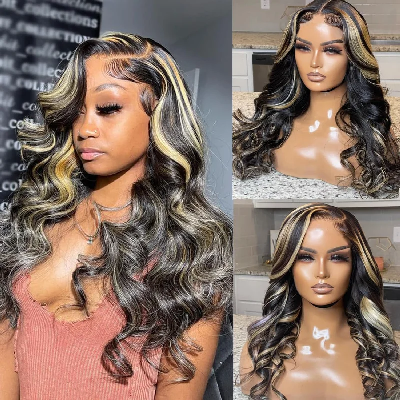 Glueless wig with a natural - looking root for a more realistic look?【BLACK FRIDAY】?BYE~BYE~KNOTS HD SWISS LACE 5X5 CLOSURE LACE HIGHLIGHT WIG - BODY WAVE WAVY