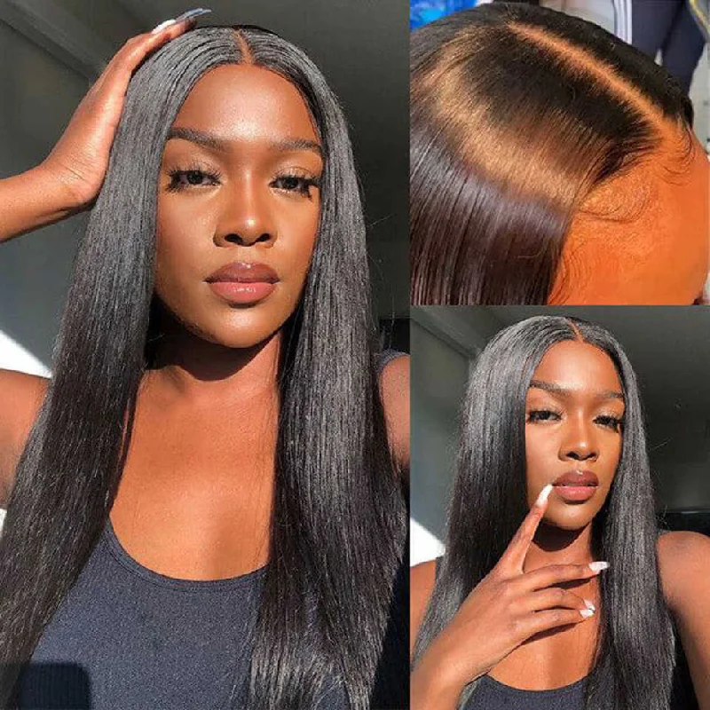 Glueless wig with a straight texture for a sleek and minimalist lookJessica | Easy Pre-Cut 5X5 HD Lace Closure Wig Wear And Go