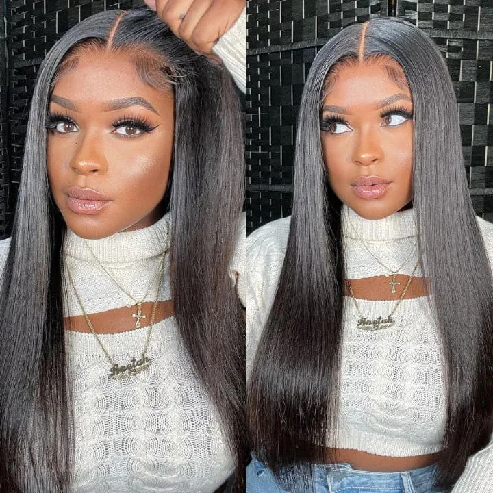 Glueless synthetic wig with a heat - resistant formulaKeysha Pre-Cut 6x4 HD Swiss Lace Closure Lace Wig - Silk Straight