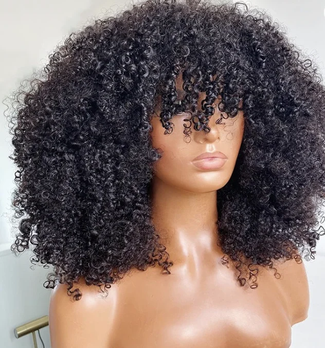 Glueless wig with a pre - bleached knot for a natural - looking scalpKinky Curly Glueless Wig