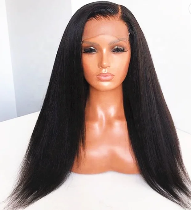 Glueless lace - front wig with a natural - looking hairlineKinky Straight Glueless Lace Wig