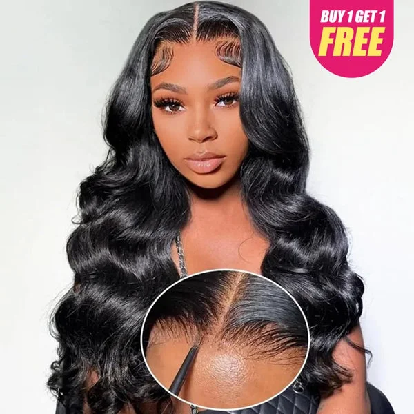 Glueless wig with a pre - bleached knot for a natural - looking scalpLolly Bogo Free 5x5 Ready to Wear Glueless HD Lace Closure Wigs Body Wave Pre Plucked 180% Density Human Hair Wigs Flash Sale