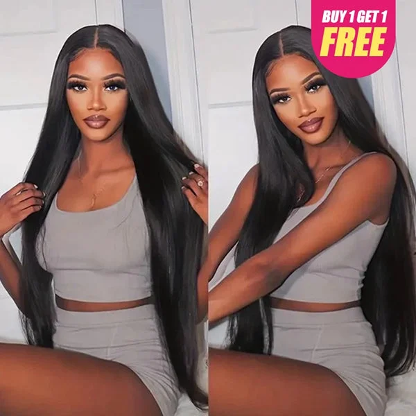 Glueless wig with a wavy texture for a beachy lookLolly Bogo Free Straight Ready to Wear 5x5 HD Lace Closure Wigs 180% Density Glueless Human Hair Wigs Flash Sale