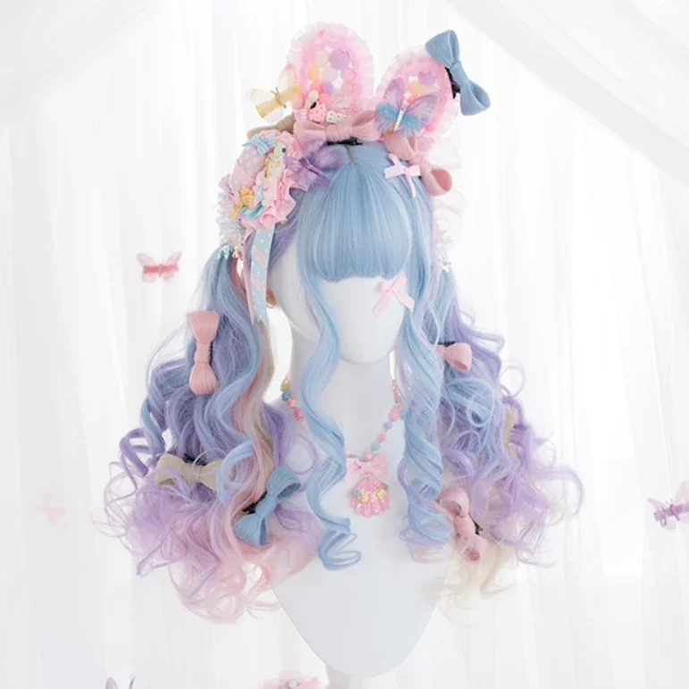 Medium - length wig with a curly fringe for a playful and youthful vibeMacaron Lolita Fructose Wig  YV42742