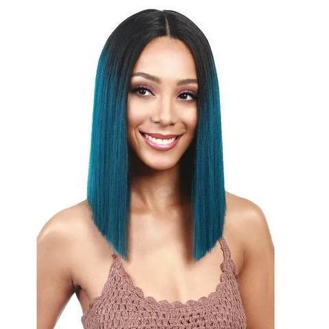 Human - hair medium - length wig for a natural and luxurious feelMalachite green Party straight wig