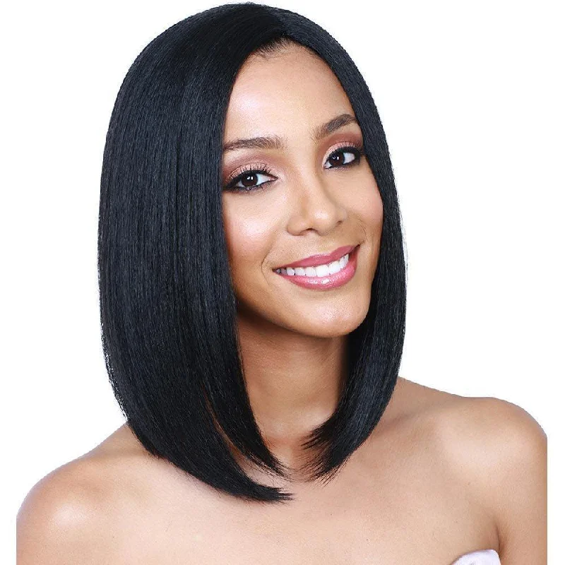 Medium - length wig with a 180 - density for a full and thick appearanceNatural Bobo black medium straight hair