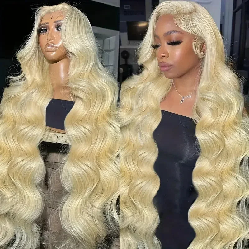 Medium - length wig with a platinum - blonde color for a bold and trendy lookOvernight Shipping 13x4 Glueless HD Lace Front Human Hair Affordable Wig Hairstyles # 613 Blonde Body Wave Hair