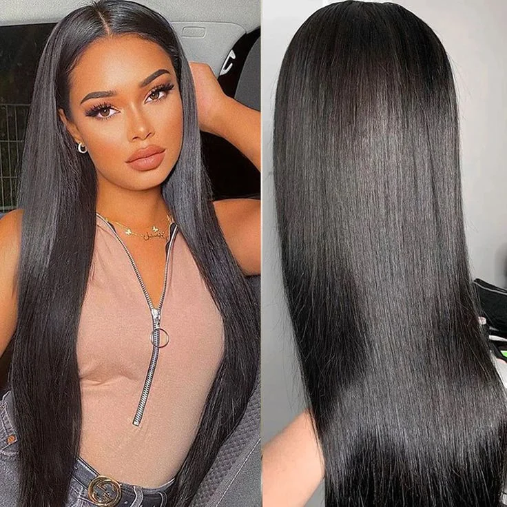 Medium - length wig with a wavy texture for a beachy and relaxed lookOvernight Shipping Straight 13x4 Lace Front Affordable Human Hair 28 Inch Wigs For Women Transparent Glueless Lace Wigs