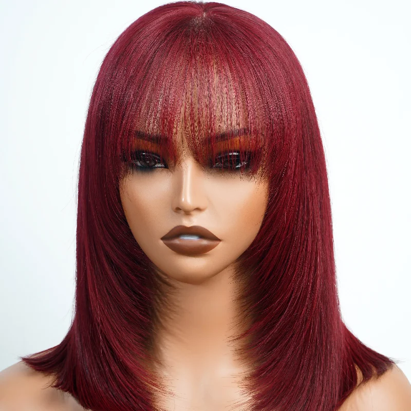 Glueless wig with a 180 - density for a full and thick appearanceSummer Wig Choice Glueless Short Straight Bob Wig  Red Colored Hair Bob Wigs No Code Needed Amanda Hair