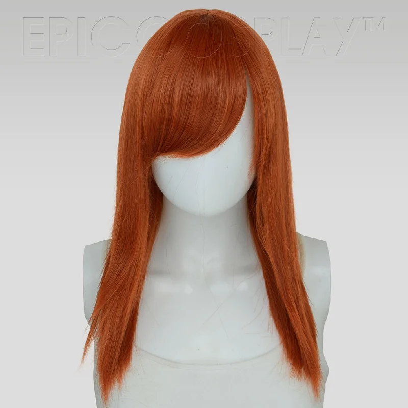 Medium - length wig with a wavy texture for a beachy and relaxed lookTheia - Copper Red Wig