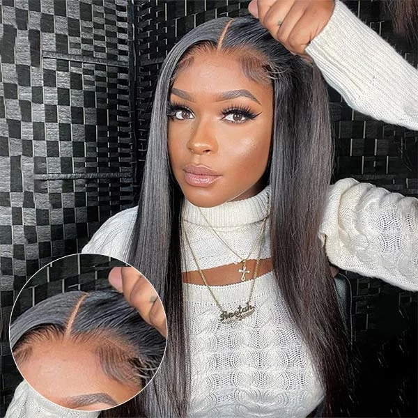 Glueless wig with a honey - blonde color for a warm and sunny appearanceGlueless Wear And Go Wigs - Straight Lace Closure Human Hair Wigs-180% Density