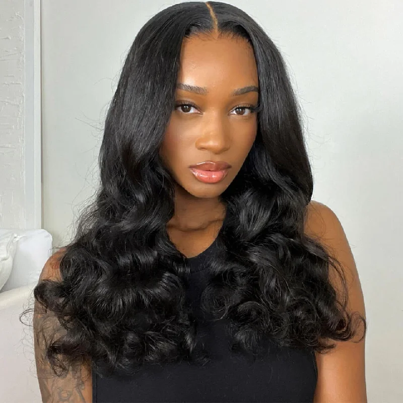 Glueless wig with a pre - bleached knot for a natural - looking scalpWear And Go Ocean Wave Glueless HD Lace Wig 5x5 Pre-Cut Human Hair Wigs Pre Plucked Hairline